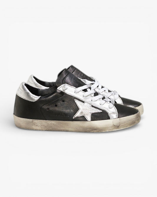 Golden Goose Archive Super-Star Sneakers with Black Leather and Silver Star