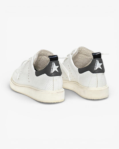 Golden Goose White Perforated Calf Leather Starter Sneakers with Spot Design