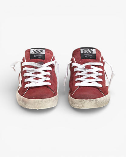 Golden Goose Super-Star Sneakers with Red Suede and White Leather Star