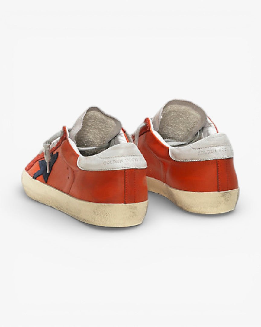 Golden Goose Super Star Leather Sneakers Suede Star Red Leather White