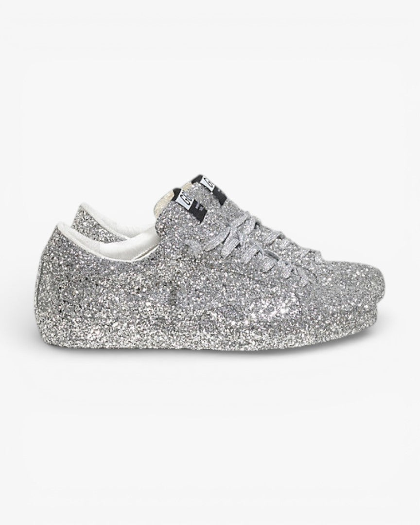 Golden Goose Super‑Star Sneakers Silver Glitter Leather Star