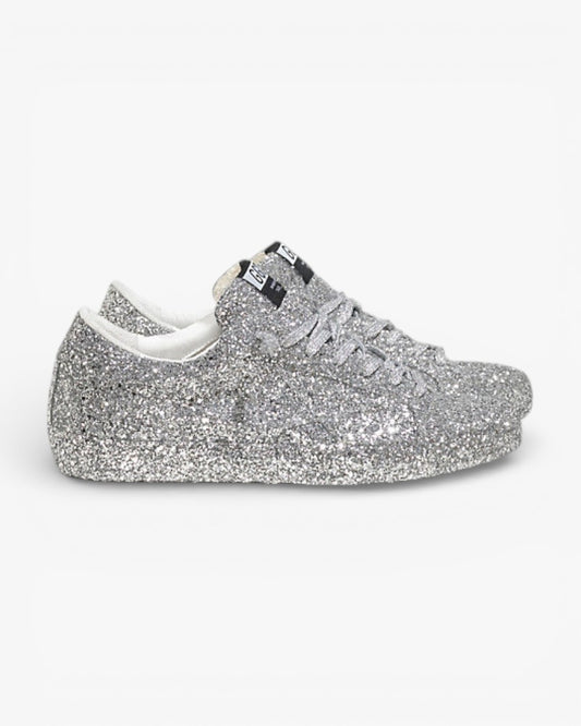 Golden Goose Super‑Star Sneakers Silver Glitter Leather Star
