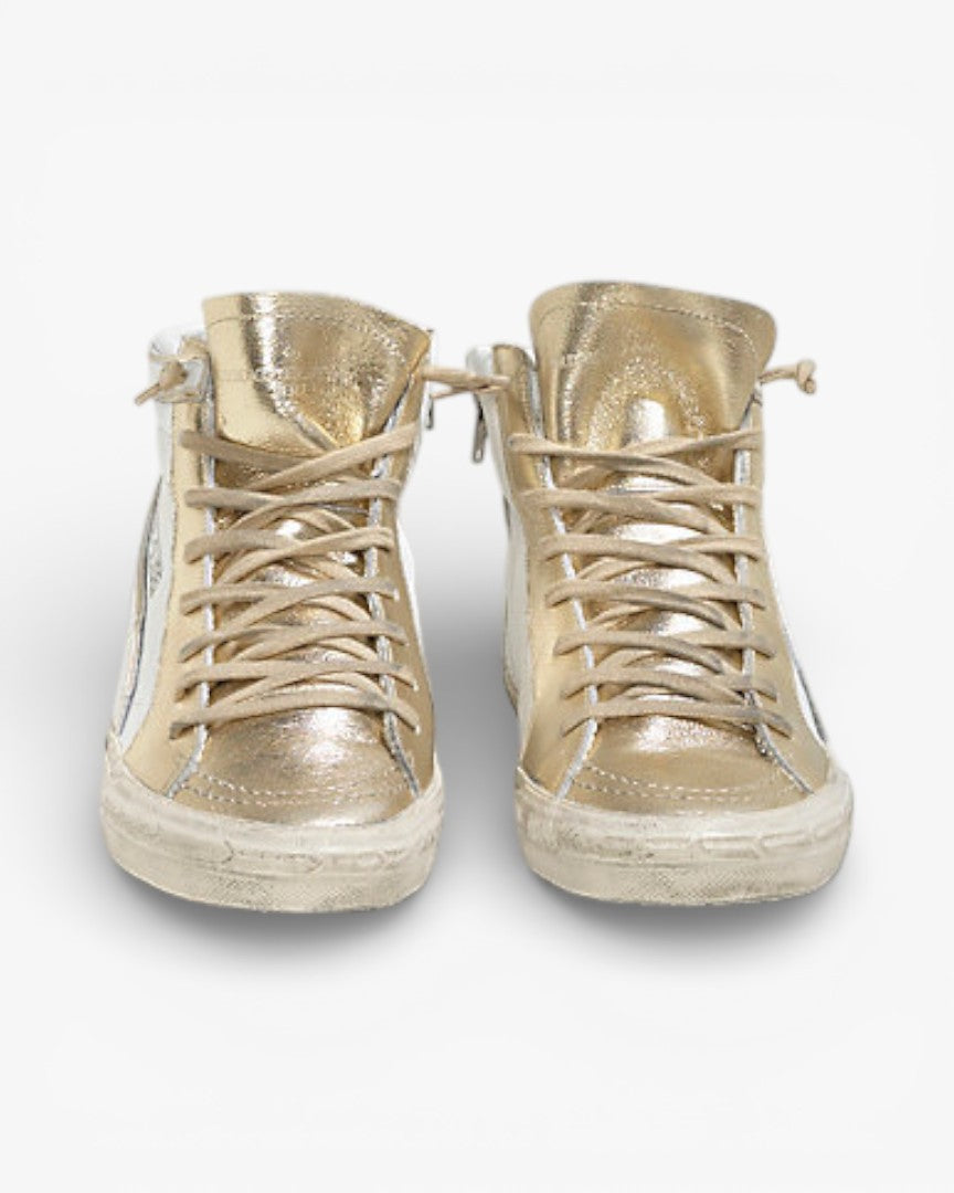 Golden Goose SLIDE Sneakers Leather White Gold Star