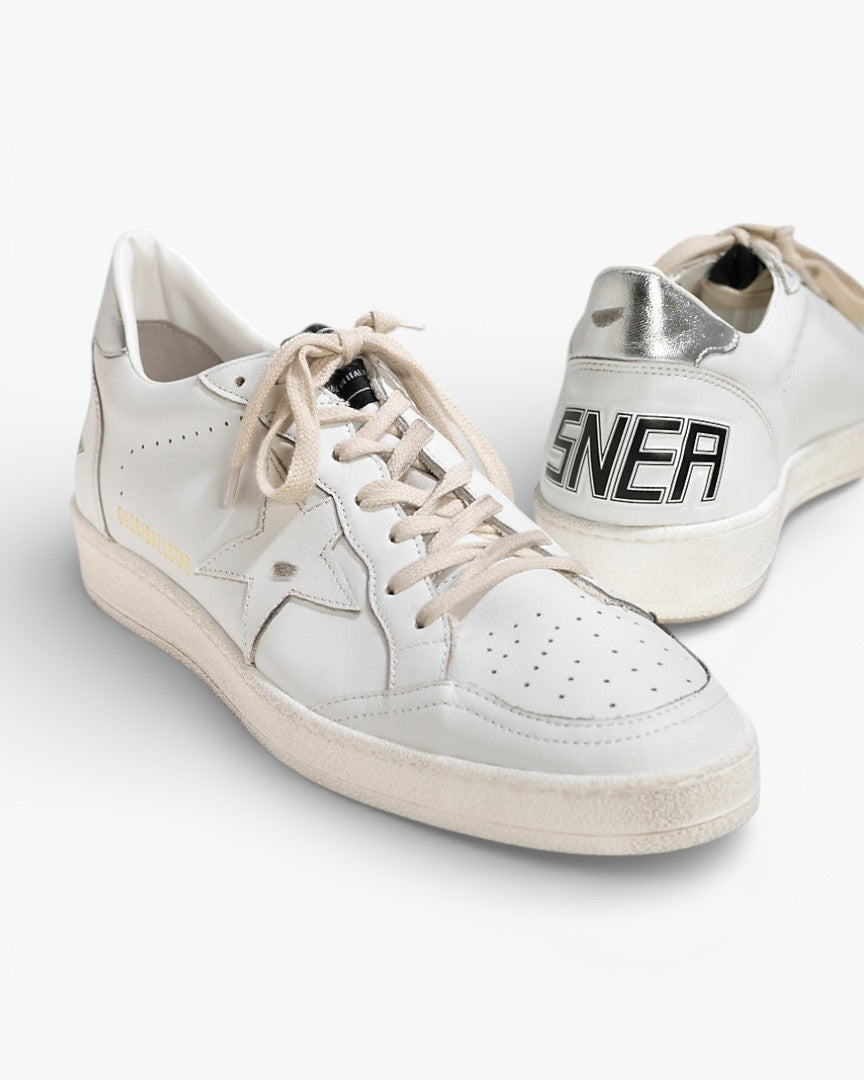 Golden Goose Ball Star Sneakers White Leather Silver Star