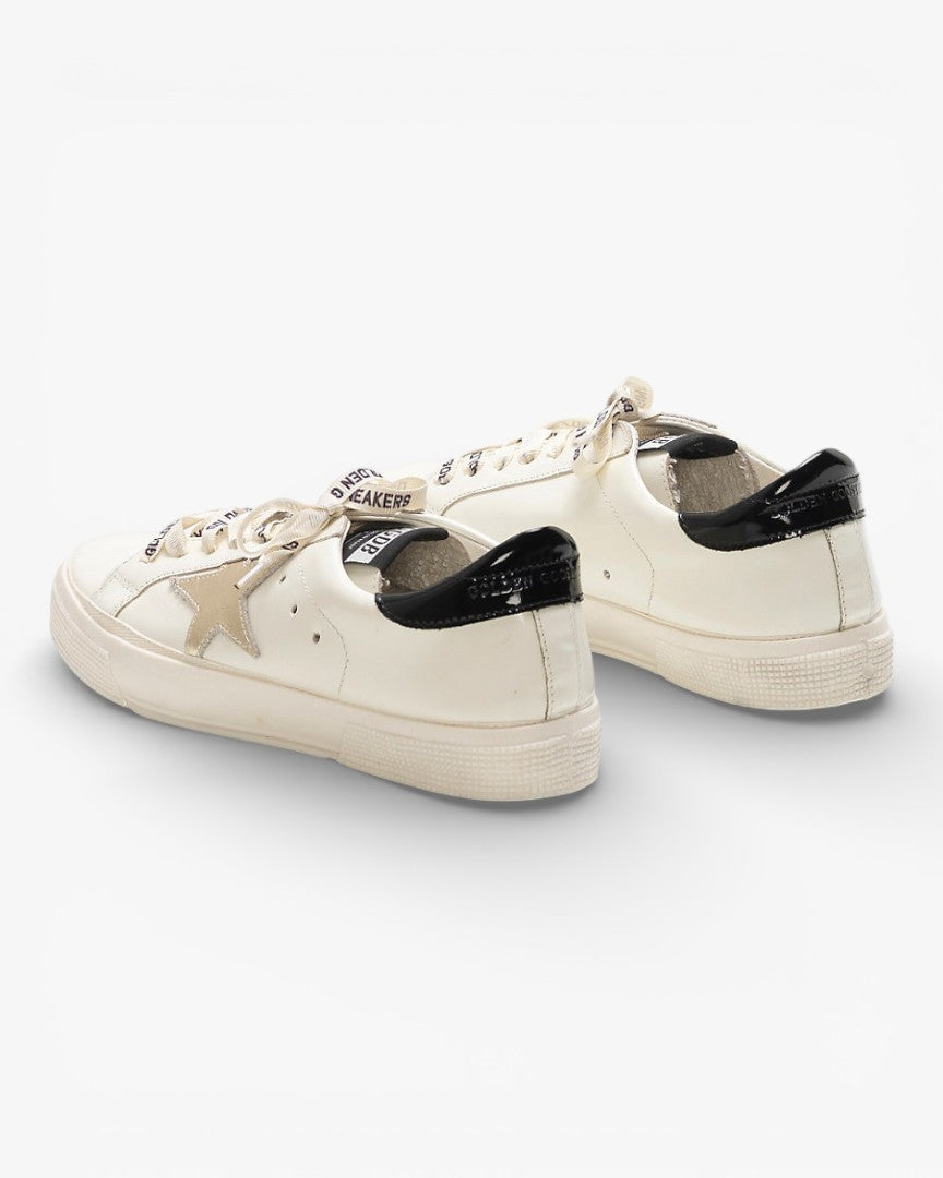 Golden Goose MAY Sneakers Shiny Calfskin Leather Laminated Star Heel Tab