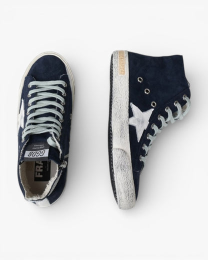 Golden Goose FRANCY Suede Navy Sneakers Handcrafted Custom Couples