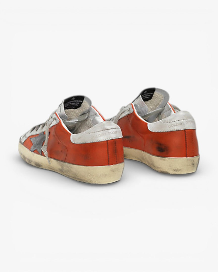 Golden Goose Super Star Leather Sneakers Suede Star Red Silver