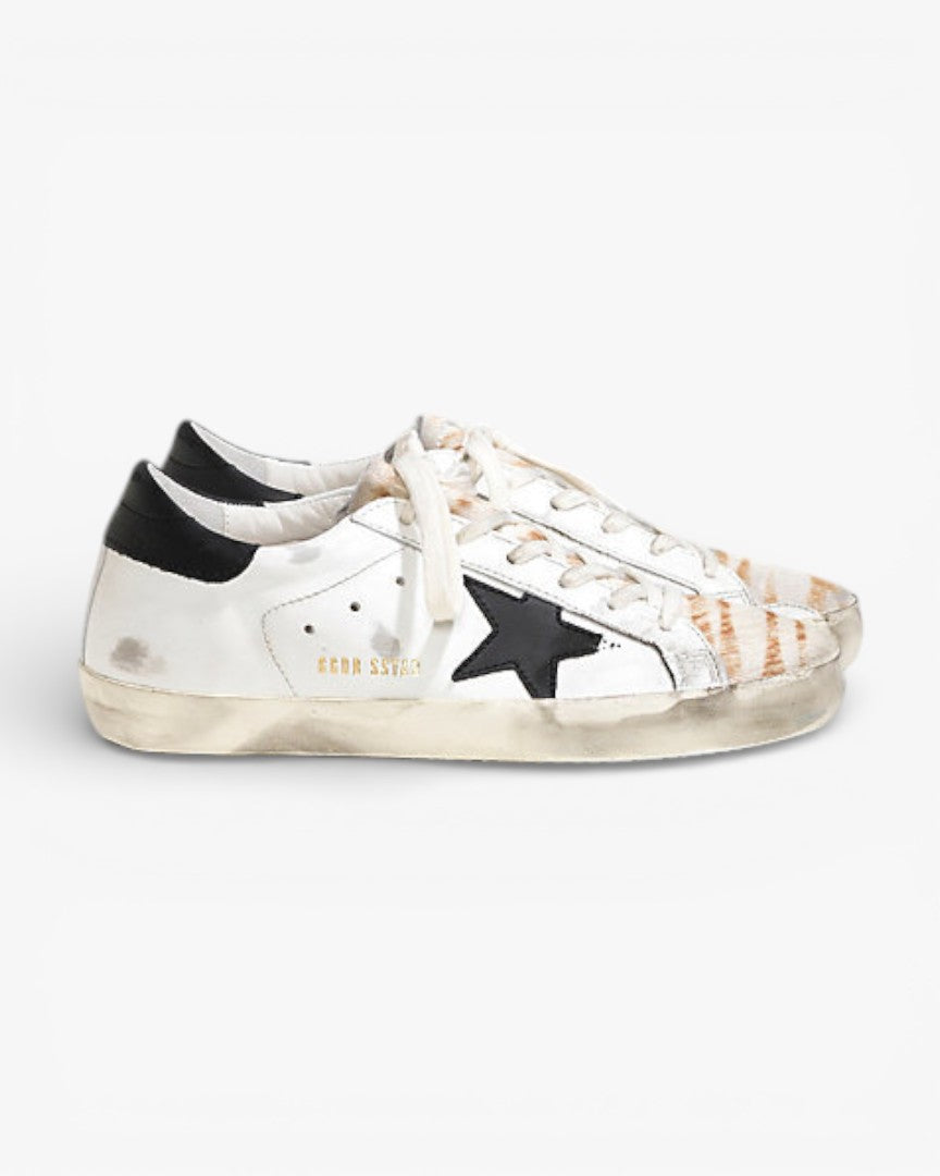 Golden Goose Super‑Star Sneakers Destroyed Zebra Print