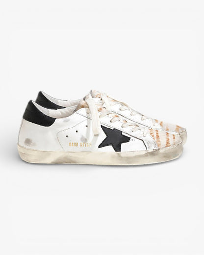 Golden Goose Super‑Star Sneakers Destroyed Zebra Print