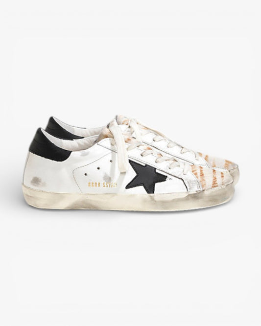 Golden Goose Super‑Star Sneakers Destroyed Zebra Print