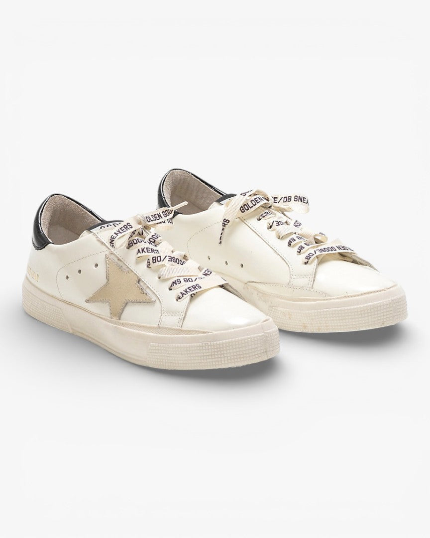 Golden Goose MAY Sneakers Shiny Calfskin Leather Laminated Star Heel Tab