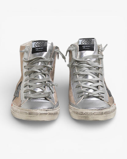 Golden Goose FRANCY Sneakers Camoscio Stella Pelle Skin Silver