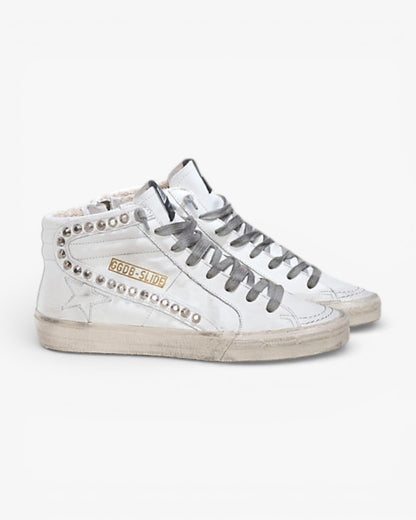 Golden Goose SLIDE Sneakers White Leather Studs Leather Star
