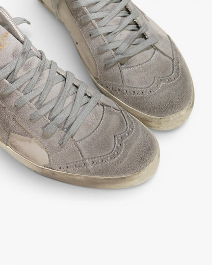 Golden Goose MID STAR Sneakers Pelle Stella Camoscio White Silver Star