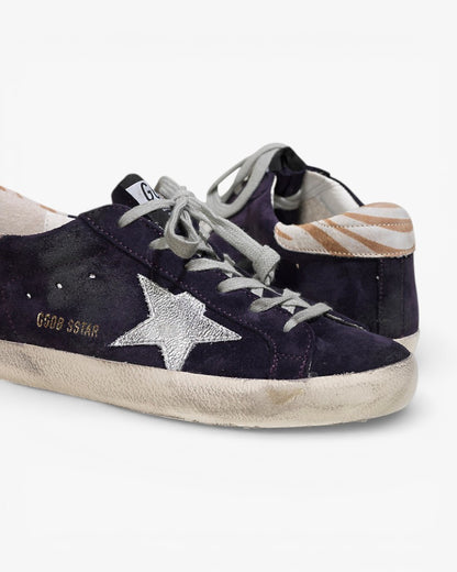 Golden Goose Super‑Star Sneakers Grape Suede Silver Laminated Star