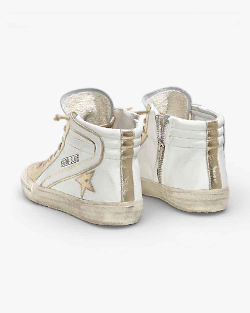 Golden Goose SLIDE Sneakers Leather White Gold Star