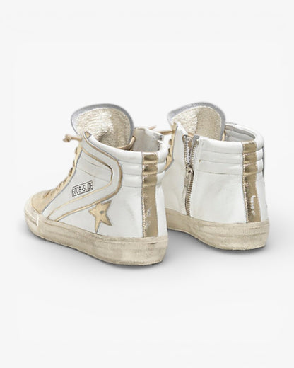 Golden Goose SLIDE Sneakers Leather White Gold Star