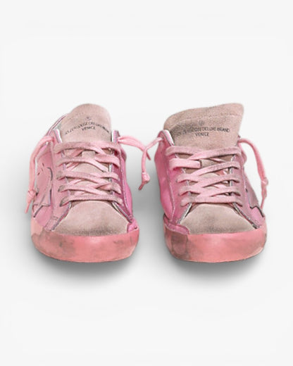 Golden Goose Super-Star Sneakers with Monochromatic Pink Leather Star