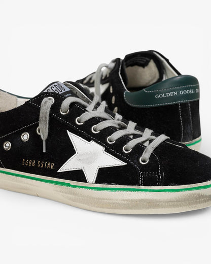 Golden Goose Super‑Star Sneakers Black Suede Petrol Leather