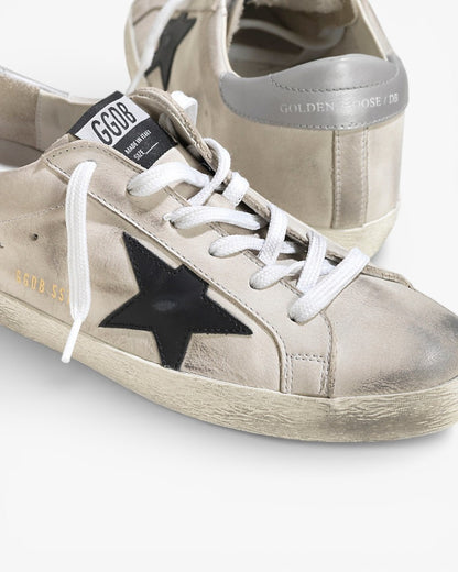 Golden Goose Super‑Star Sneakers Cream Nubuk Black Leather