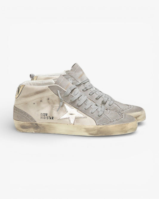 Golden Goose MID STAR Sneakers Pelle Stella Pelle White Gold Star