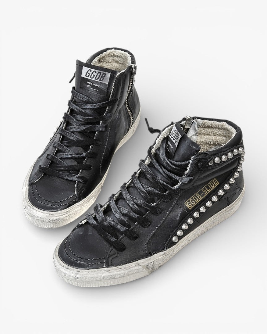 Golden Goose Slide Black Handmade Custom Couple Shoes Sizes 34-46