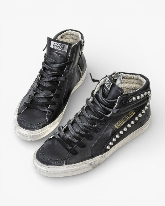 Golden Goose Slide Black Handmade Custom Couple Shoes Sizes 34-46