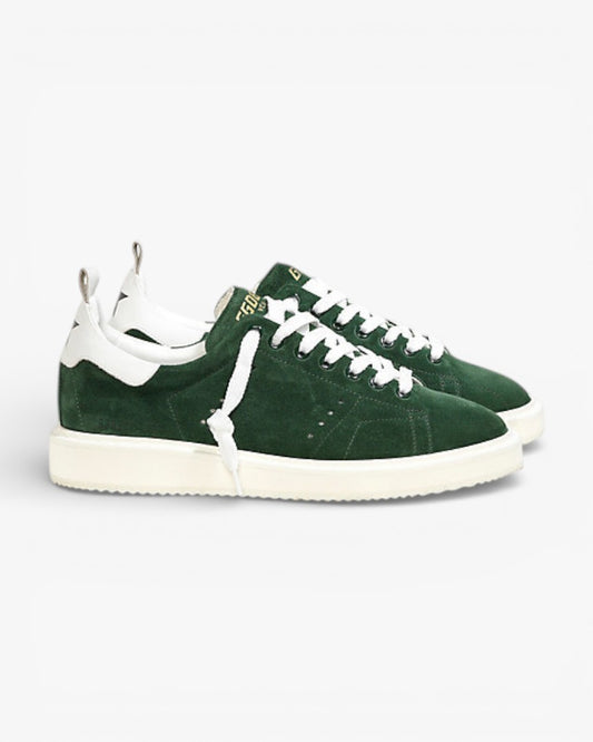 Golden Goose Green Calf Suede Starter Sneakers with White Sole