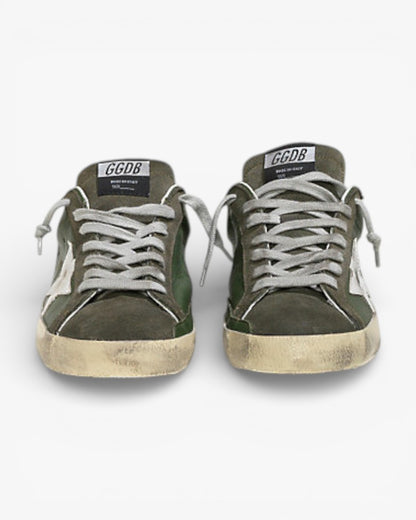 Golden Goose Super-Star Sneakers with Forest Green Leather Star