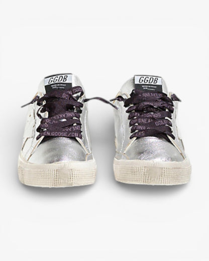 Golden Goose MAY Sneakers Silver Gold White Leather