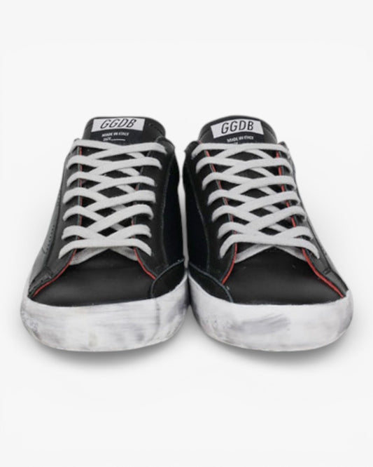 Golden Goose Superstar Black Red Handcrafted Custom Couple Sneakers