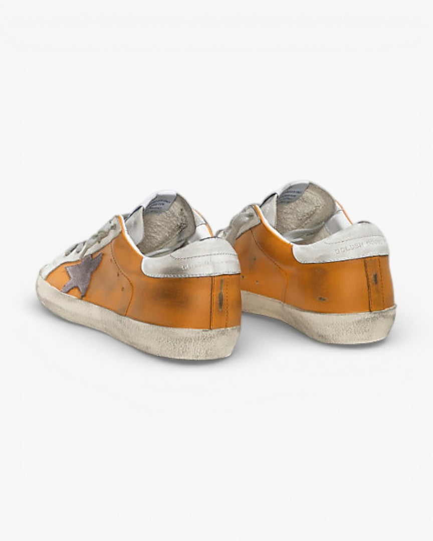 Golden Goose Super Star Leather Sneakers Suede Star Beige White Violet