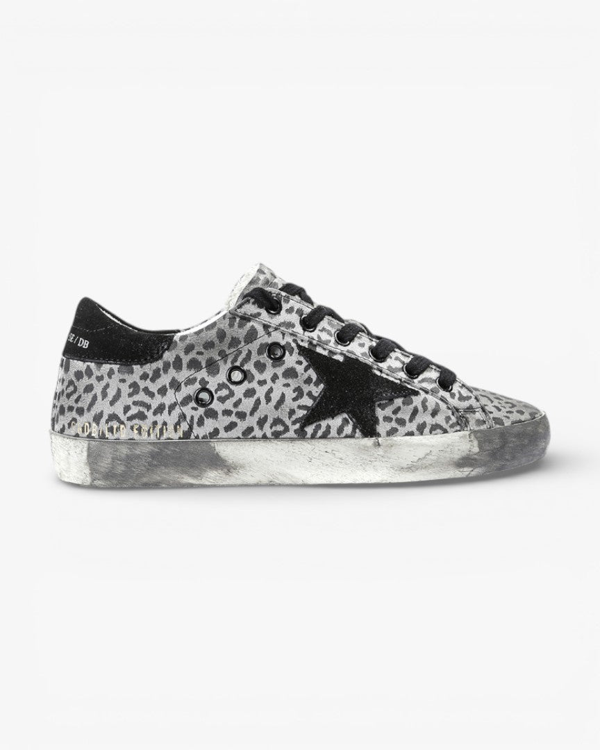 Golden Goose Super Star Sneakers Leather Suede Star White Leopard Eagle