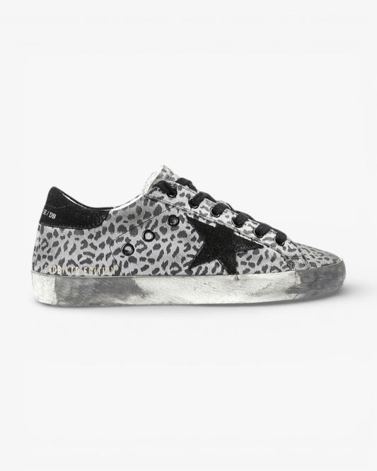 Golden Goose Super Star Sneakers Leather Suede Star White Leopard Eagle
