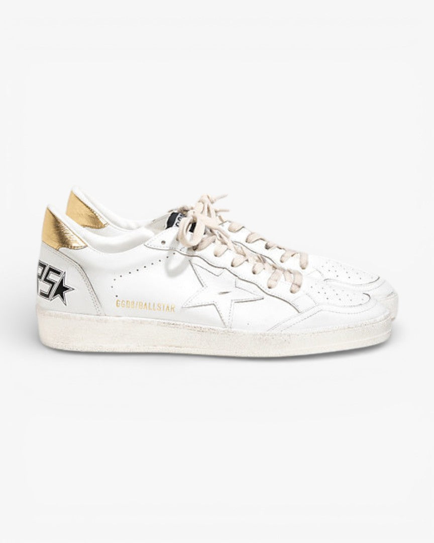 Golden Goose Ball Star Sneakers White Leather Gold Star