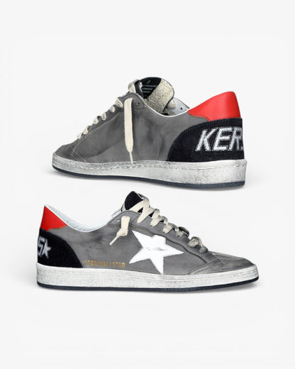 Golden Goose Ball Star Gray Sneakers White Star Red Heel Tab