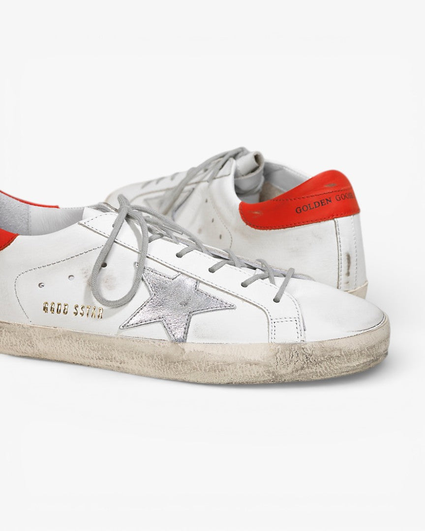 Golden Goose Super‑Star Sneakers White Leather Red Star