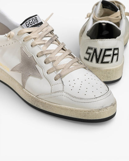 Golden Goose Ball Star White Leather Sneakers White Ice Suede Star