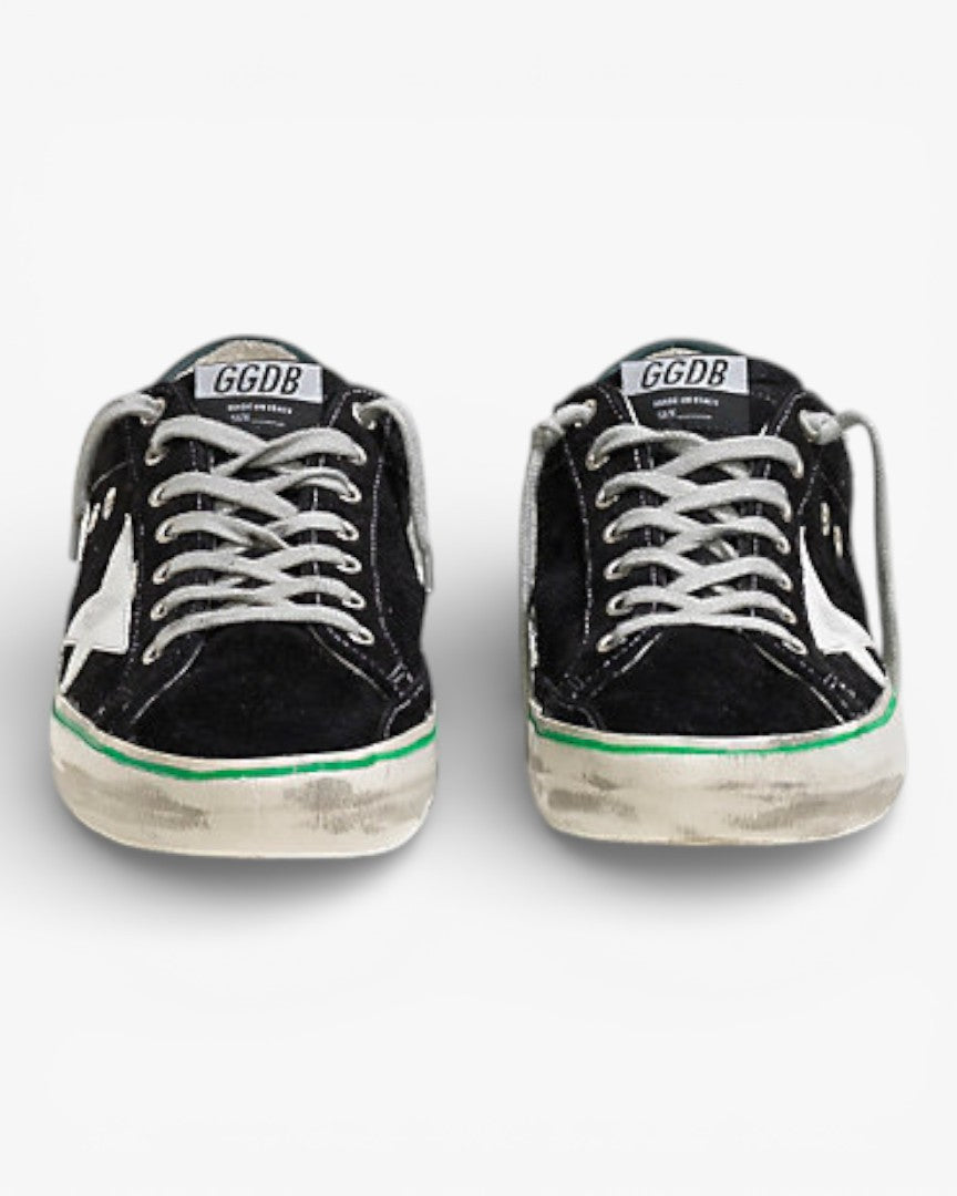 Golden Goose Super‑Star Sneakers Black Suede Petrol Leather