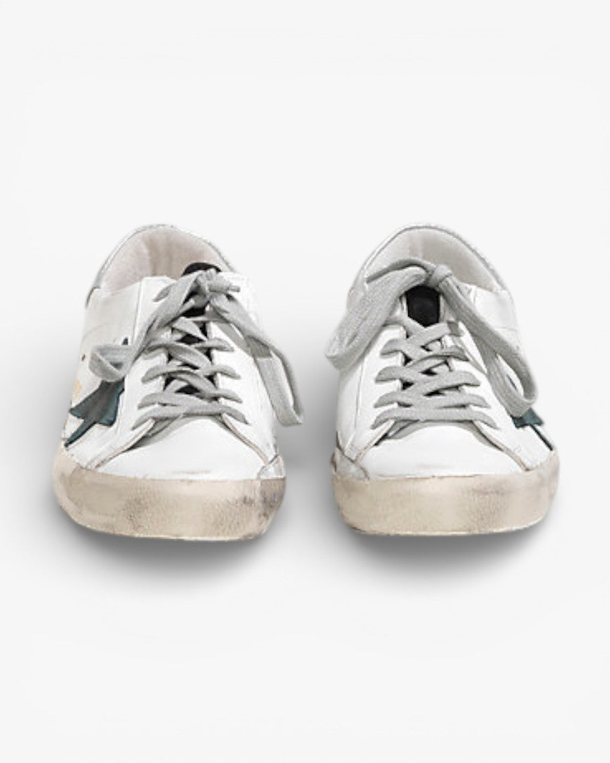Golden Goose Super‑Star Sneakers White Leather Petroleum Star