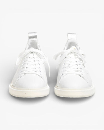 Golden Goose White Calf Leather Starter Sneakers with Silver Accents