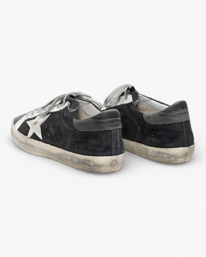 Golden Goose Super‑Star Sneakers Black Denim Grey Nubuck