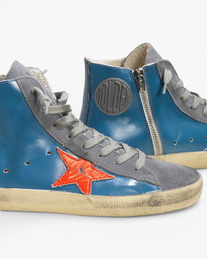 Golden Goose FRANCY Sneakers Pelle Stella Pelle Sky Red Fluo Star