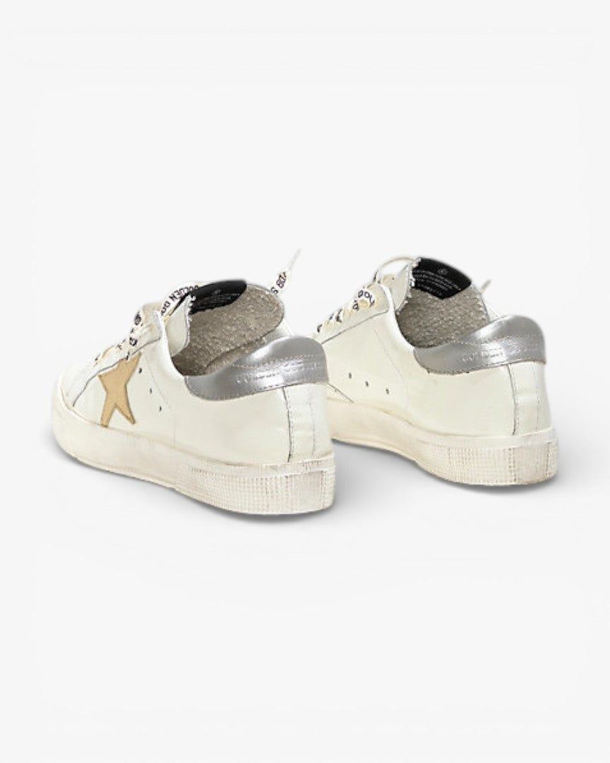 Golden Goose MAY Sneakers White Leather Silver Gold Star
