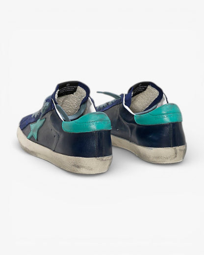 Golden Goose Super-Star Sneakers with Navy Blue Leather Star