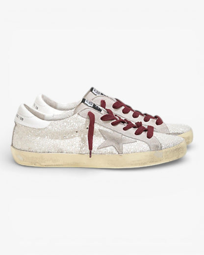 Golden Goose Super‑Star Sneakers White Glitter Suede Star