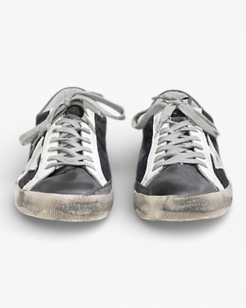 Golden Goose Super‑Star Sneakers Black Denim Grey Nubuck