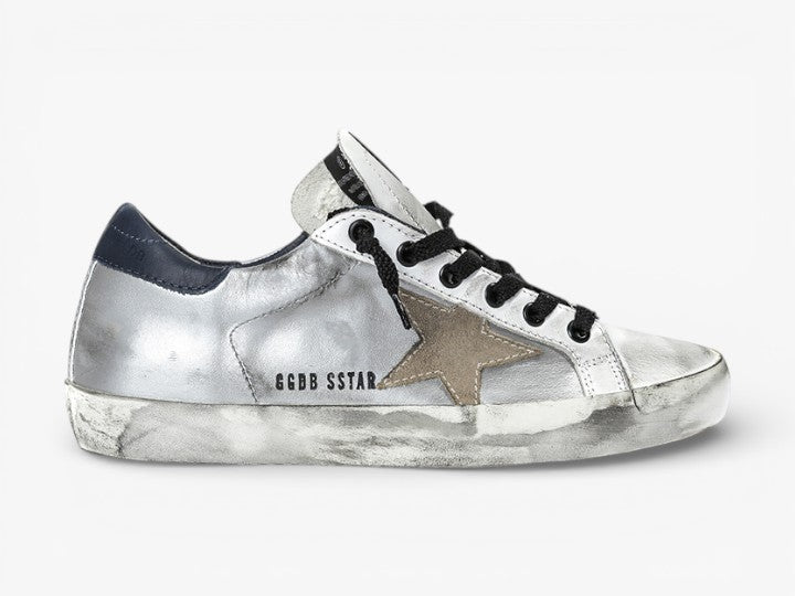 Golden Goose Super-Star Sneakers Leather Suede Star Silver Arch No Stitching