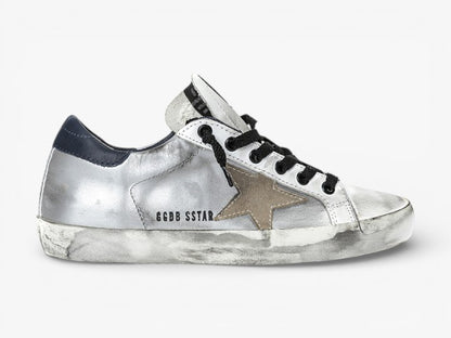 Golden Goose Super-Star Sneakers Leather Suede Star Silver Arch No Stitching