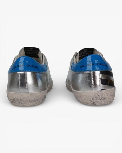 Golden Goose Silver Flag Handcrafted Custom Couple Sneakers